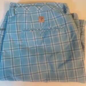 MEN'S ASHWORTH GOLF Blue PLAID FLAT FRONT SHORT, SIZE‎ 38